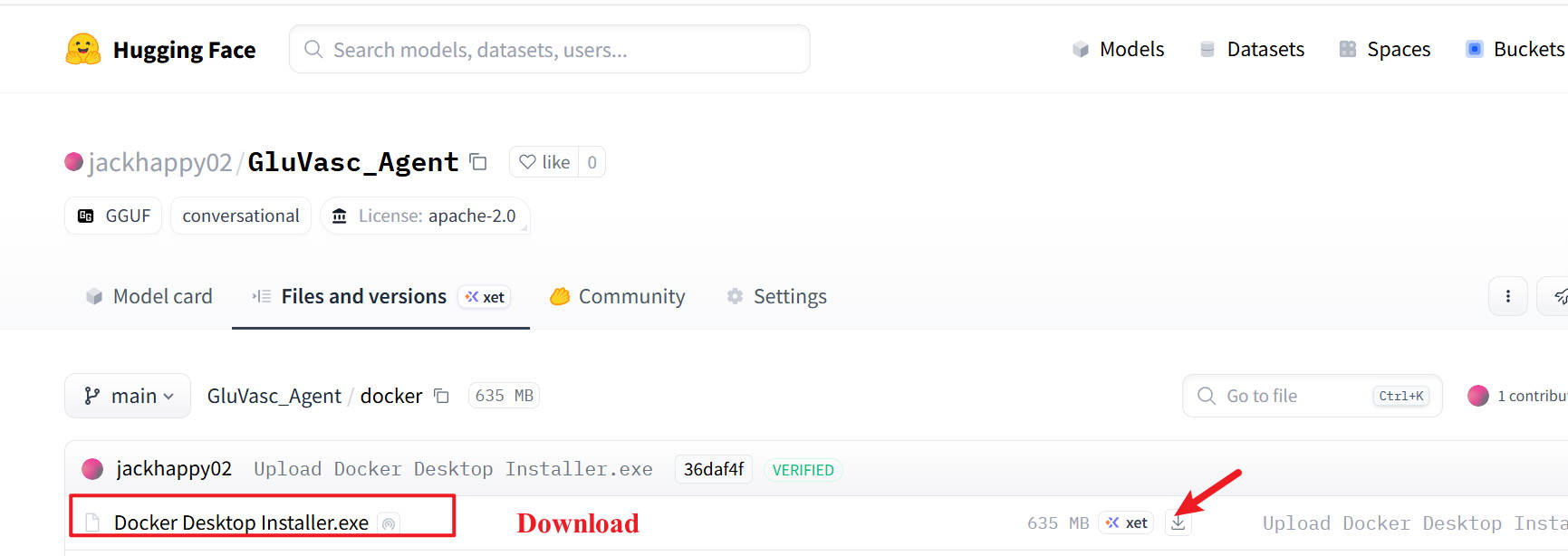 Docker安装包下载示意图